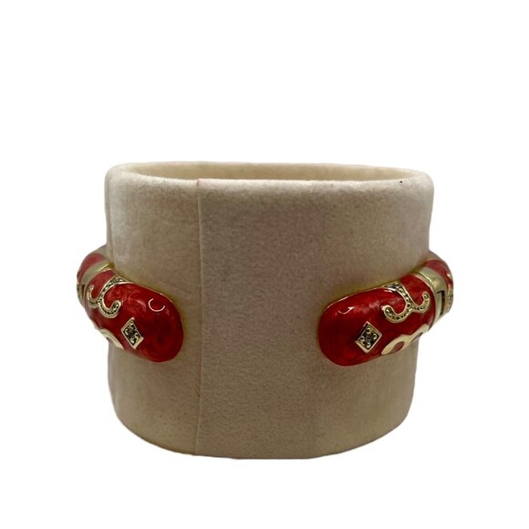 Lauren G Adams Enamel Engagement Cuff Bracelet Quick Release Clasp Gold Plated - Picture 4 of 8